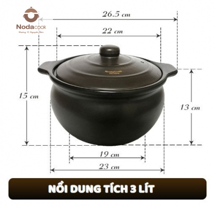 Kích thước nồi đất bếp từ 3 lít