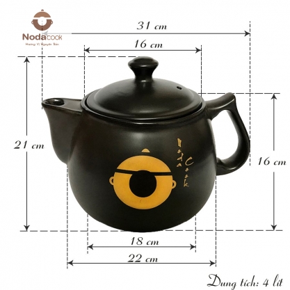kích thước ấm sắc thuốc 4 lít