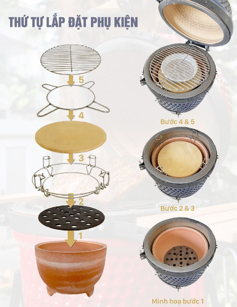 thứ tự đặt phụ kiện bên trong lò nướng